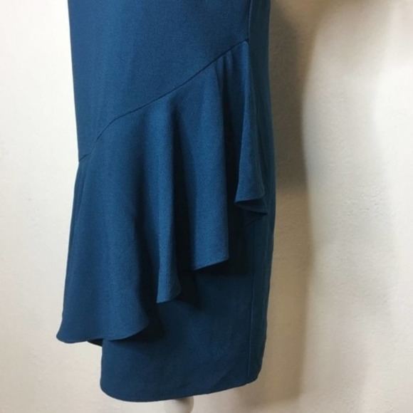 Charles Henry Asymmetrical Ruffle Hem Shift Dress - Picture 5 of 7